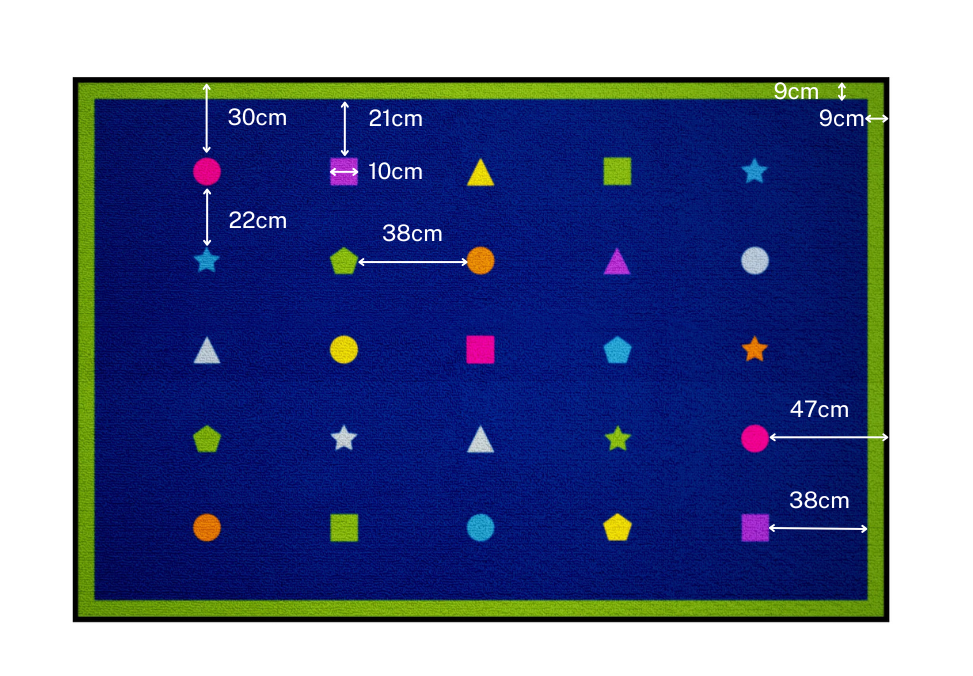 On Your Shape Placement Green Border 25 Mat (2m x 3m) | Classroom Mats