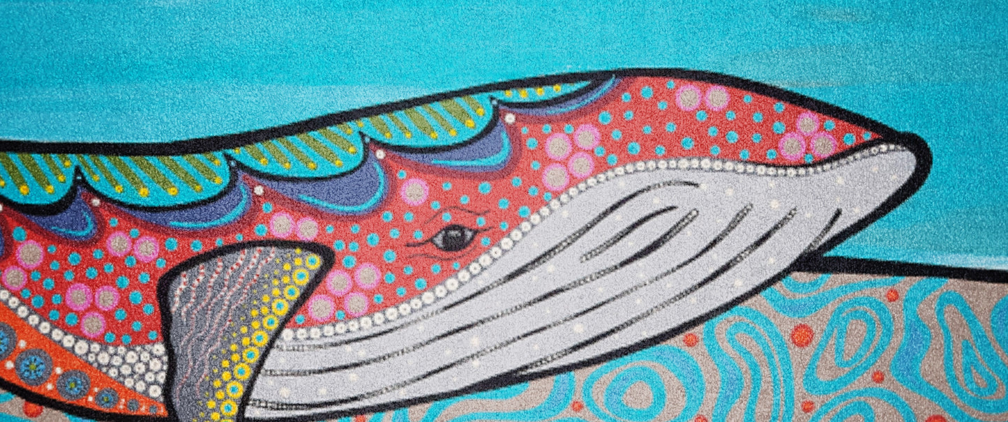 Australian Indigenous Classroom Mat - Mother & Calf Whales (1.8m x 3.4m)