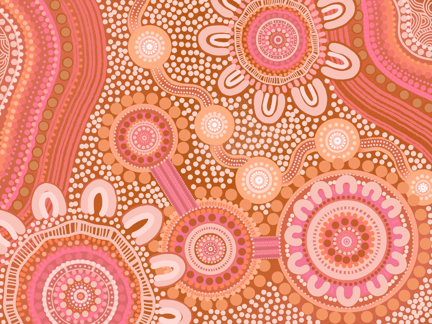 artwork used for hall runner design by kirsten gray pretty apricot and pink colours