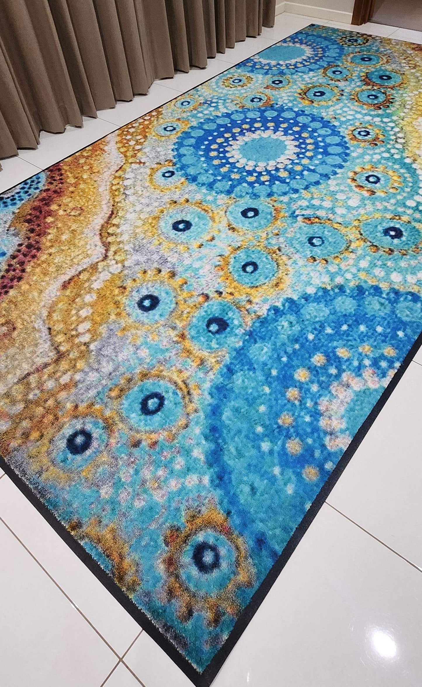 Australian Indigenous Classroom Mat - River Country - 1.8m x 3.4m or Round 200cm diameter