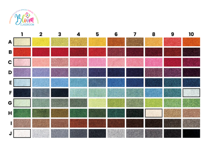 Custom Classroom Logo Mat Colour Chart
