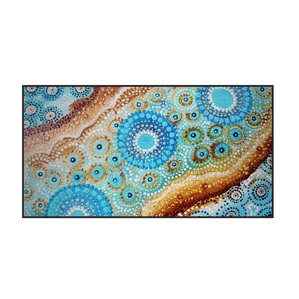 Australian Indigenous Classroom Mat - River Country - 1.8m x 3.4m or Round 200cm diameter