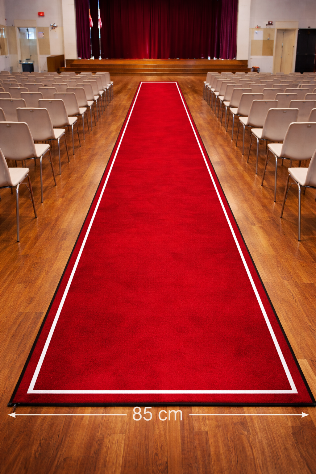 red carpet in school hall no school crest white frame