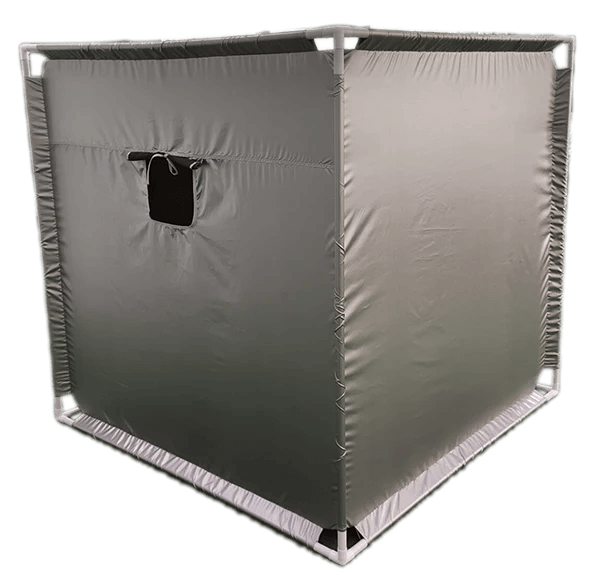 tent closed, side view with small window