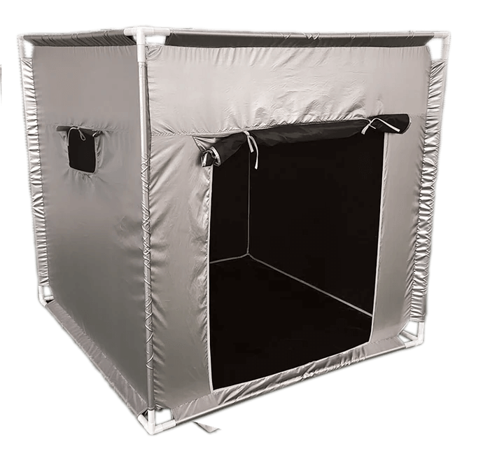tent open, showing wide doorway