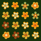 Classroom Placement Mat - Retro Flower Power Yellow (2m x 3m)