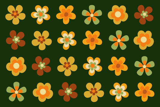 Classroom Placement Mat - Retro Flower Power Yellow (2m x 3m)