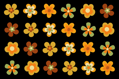Classroom Placement Mat - Retro Flower Power Yellow (2m x 3m)