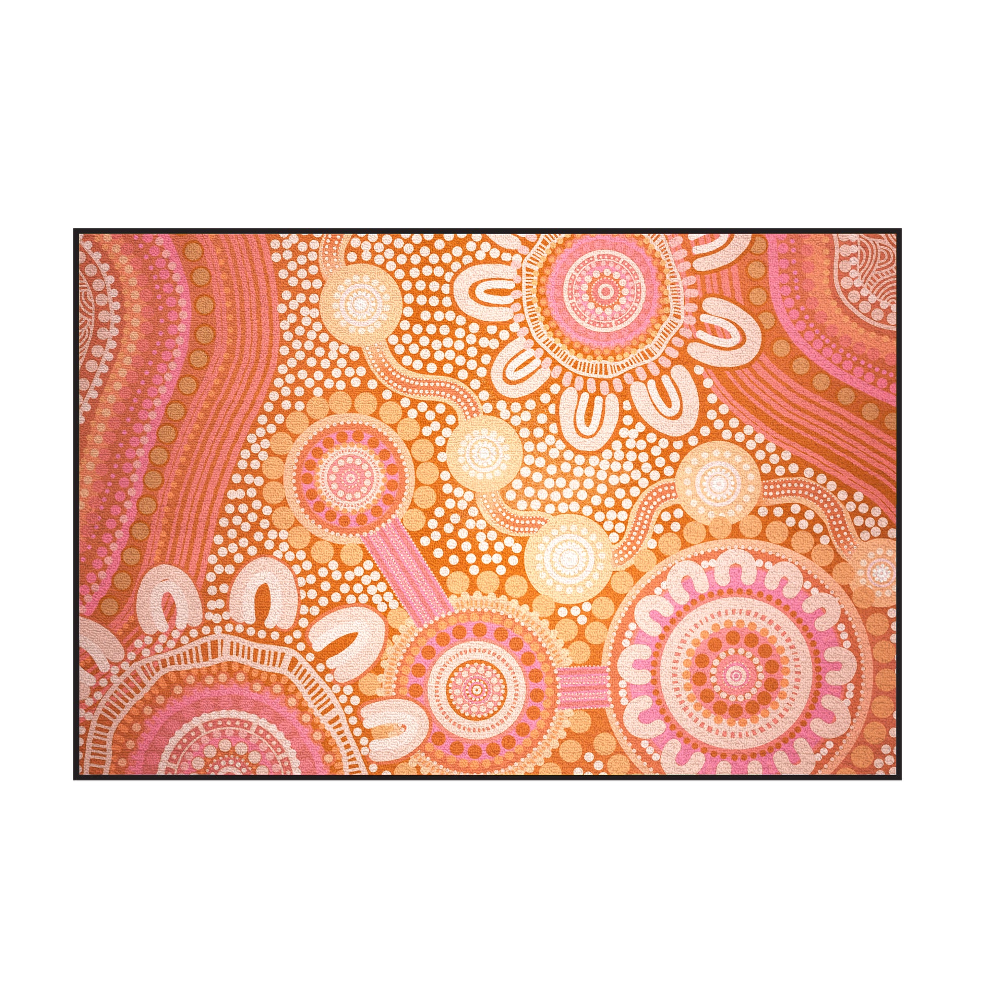 Decorative Indigenous mat in pinks and apricot colours