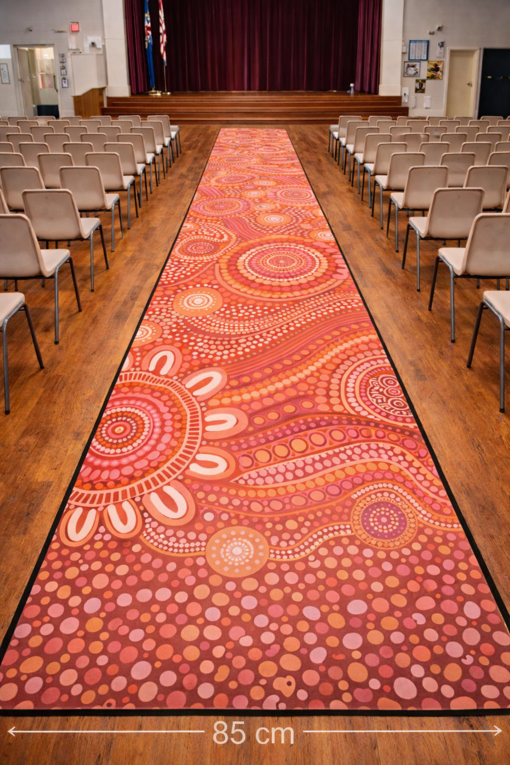 indigenous designed school hall runner pastel colours pretty