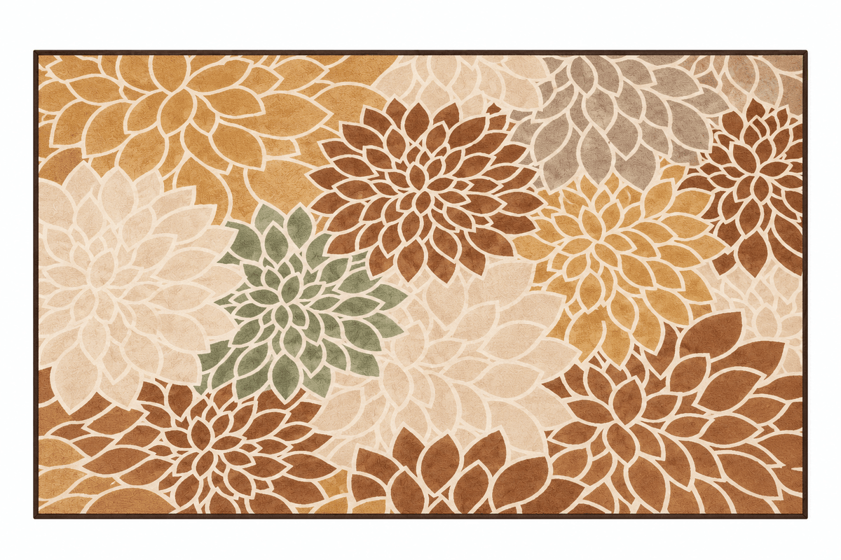 Australian Classroom Mat - Dahlias Neutral Colours - 2m x 3m.