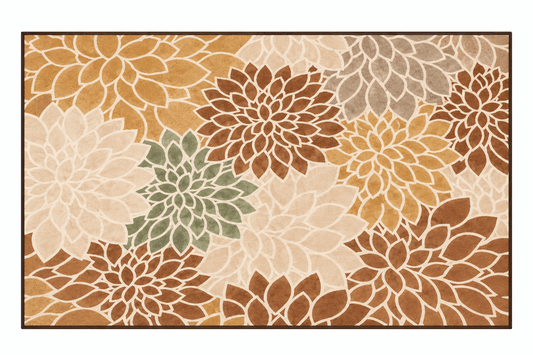 Australian Classroom Mat - Dahlias Neutral Colours - 2m x 3m.