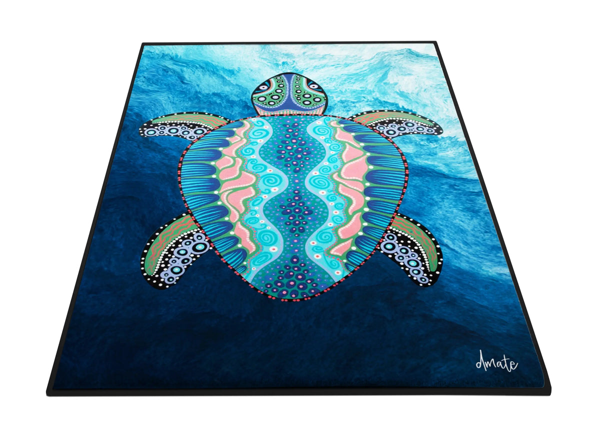 Turtle Classroom Rug Australian Indigenous Classroom Mat - Sea Turtle (2m x 3m)