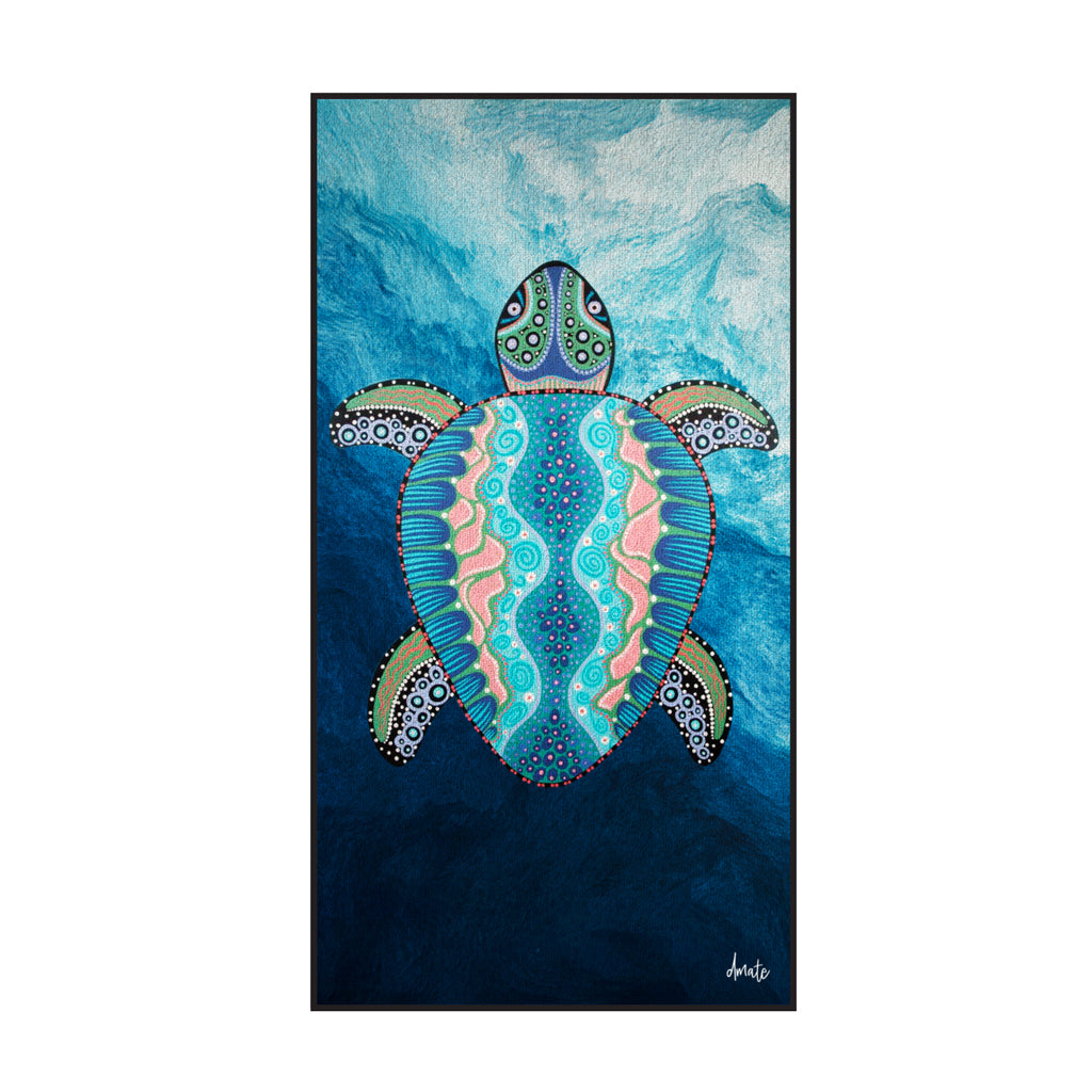 Turtle Classroom Rug Australian Indigenous Classroom Mat - Sea Turtle (1.8m x 3.4m)