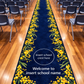 school hall runner in hall with australian wattle border design