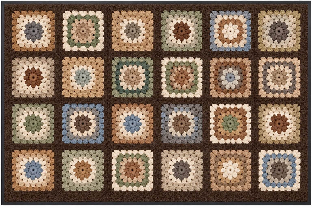 24 Square Classroom Seating Mat - Crochet Squares (2m x 3m)