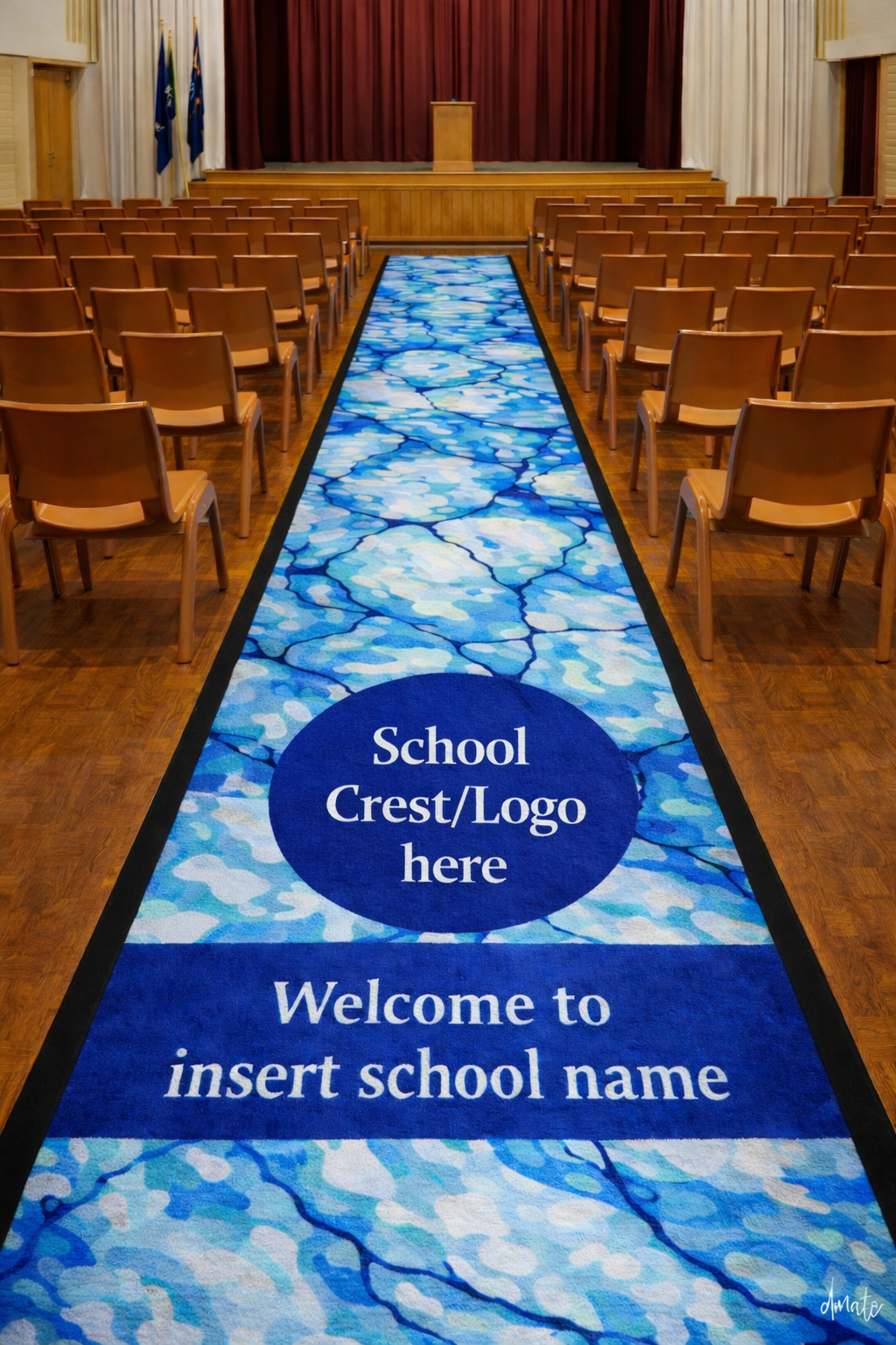 aboriginal design hall runner for school in blue contemporary design