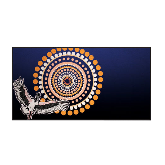Australian Indigenous School Seating Mat - Brolga Blue (1.8m x 3.4m)