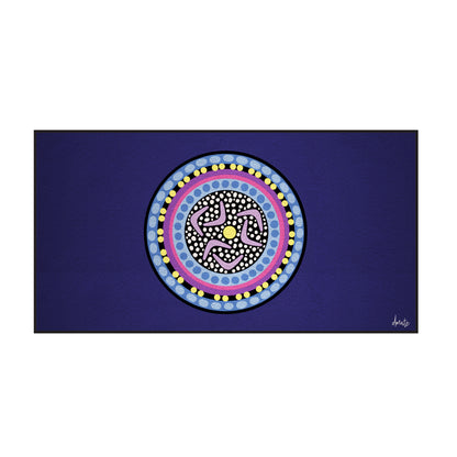 Australian Indigenous Classroom Mat - Yarning Circle Purple - 1.8m x 3.4m and Round 200cm diameter