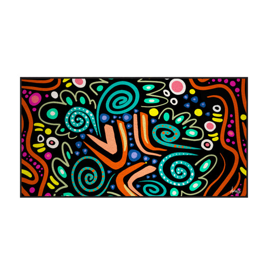 Australian Indigenous Classroom Mat | Celebrate Culture - Available in 1.8m x 3.4m and round 200cm diameter