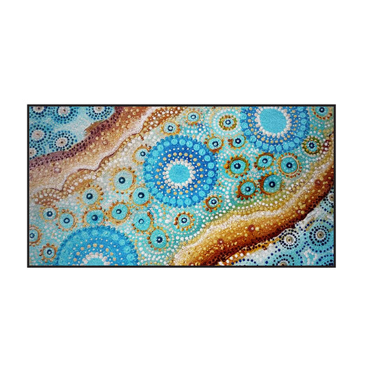 Australian Indigenous Classroom Mat - River Country - 1.8m x 3.4m or Round 200cm diameter