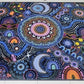 Ngulawaa classroom rug by Kirsten Gray, 2m x 3m, with vibrant Indigenous design, non-slip backing and non-trip edges. Front on view. 