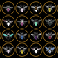 colour-bees-on-black-background-with-yellow-circles