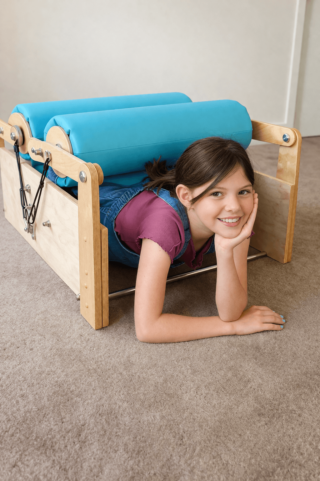 happy child in therapy roller