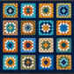 24 Square Classroom Seating Mat - Crochet Squares (2m x 3m)