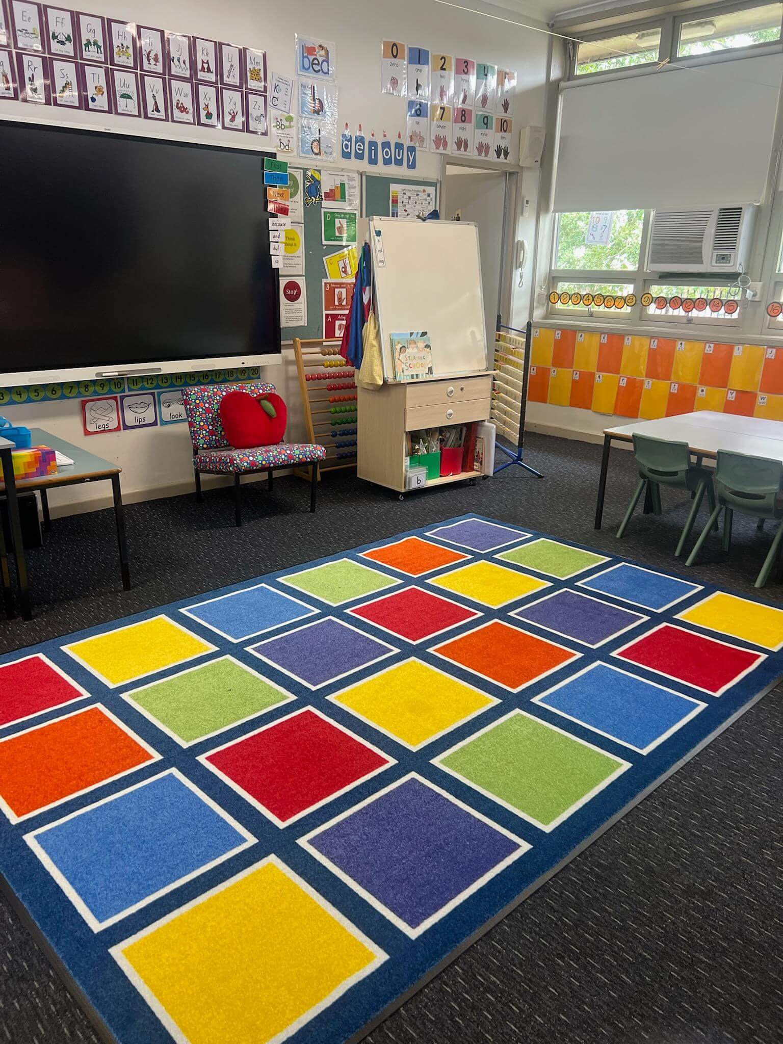 24 Square Classroom Seating Mat | Rug Bright Colours