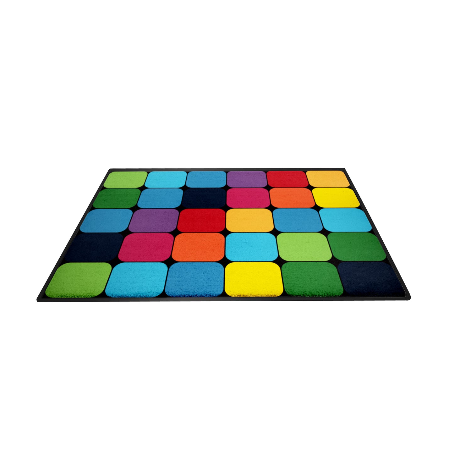 Coloured Rounded Square Placement 30 Grid Rug (2m x 3m)