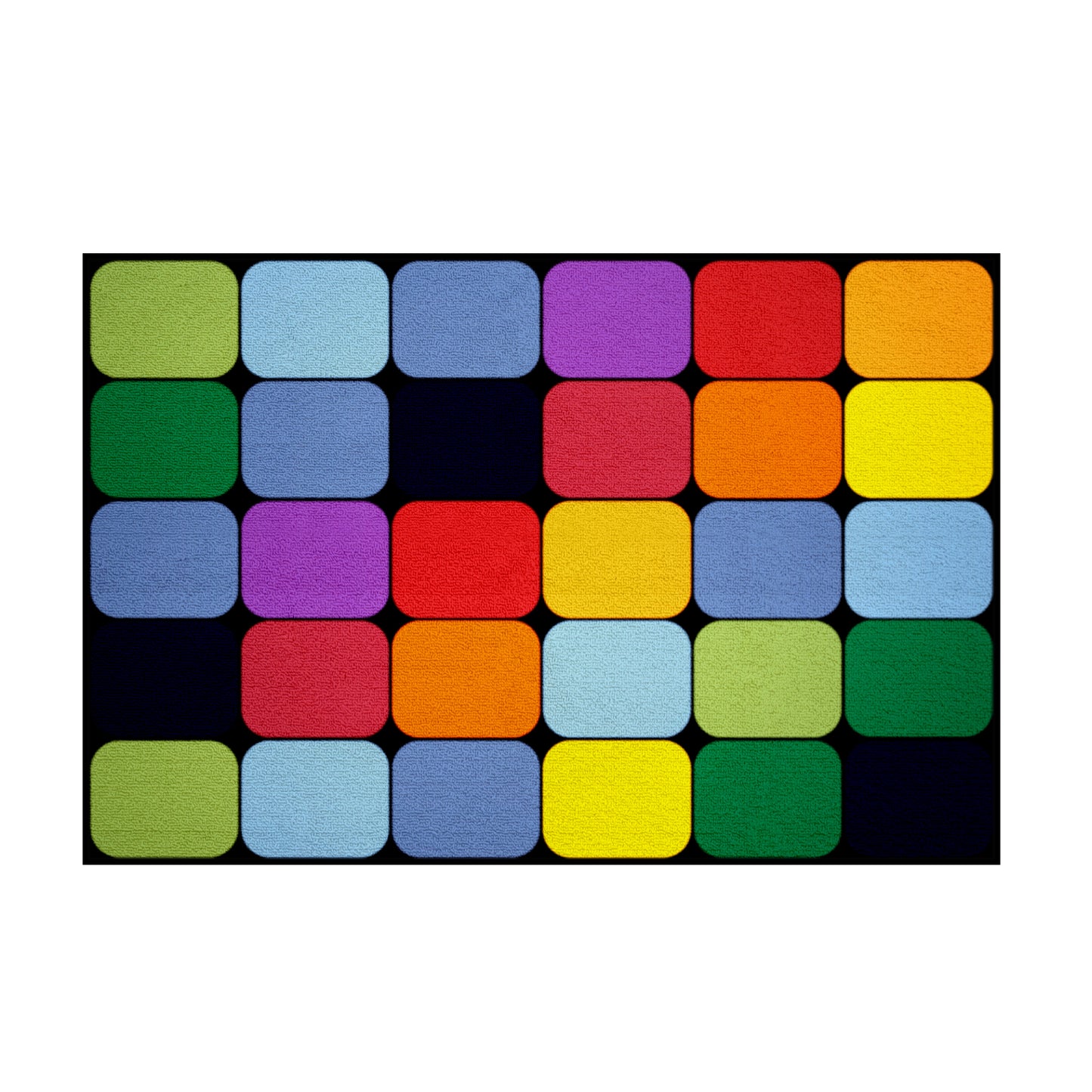 Coloured Rounded Square Placement 30 Grid Rug (2m x 3m)